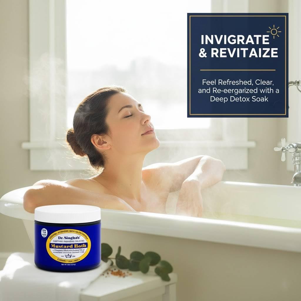 Dr. Singha's Mustard Bath Salts - 8 oz Herbal Bath Soak with Essential Oils for a Relaxing and Rejuvenating Experience - Made in USA