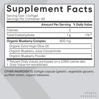 Thumbnail for Sports Research Blueberry Capsules - Made from Organic Blueberries with Organic Extra Virgin Olive Oil - Non-GMO & Gluten Free - 60 Liquid Softgels