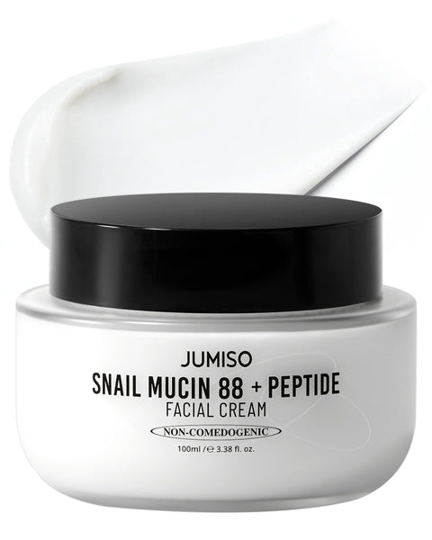 JUMISO Snail Mucin 88 Peptide Cream - Korean Face Moisturizer 5-Peptide Complex Collagen Boost Hyaluronic Acid Niacinamide Damaged Skin Repair - Sensitive Skin Non-Comedogenic 3.38 oz.