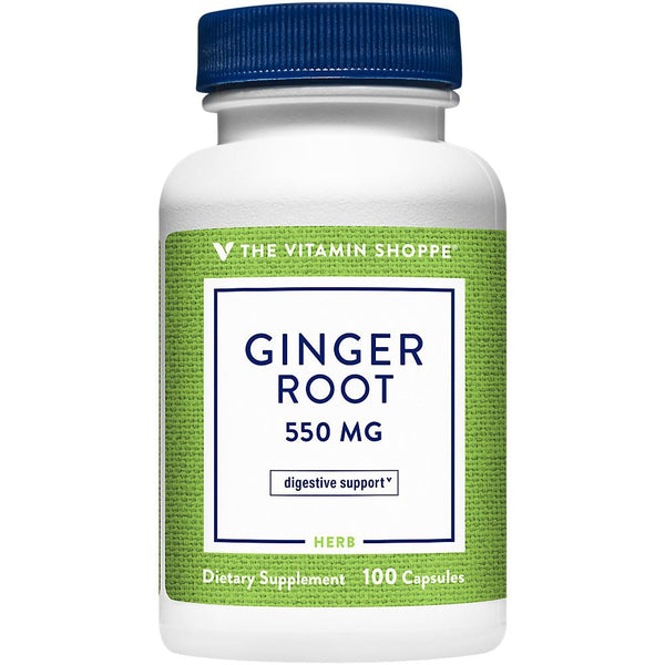 The Vitamin Shoppe Ginger Root 550MG, Whole Herb Supplement (100 Capsules)