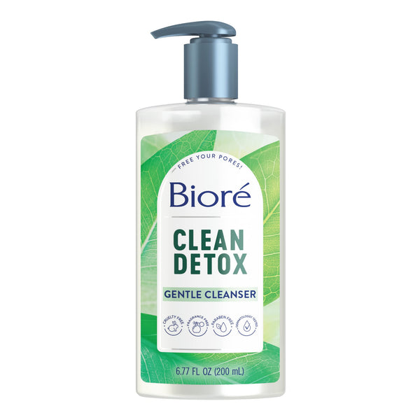 Biore Clean Detox Gentle Face Cleanser for Sensitve Skin, Daily Face Wash, Cleansing Detox, Fragrance and Paraben Free, 6.77 oz