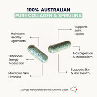 Thumbnail for Organic Collagen Australia Pure Collagen & Spirulina Capsules – Antioxidant-Rich Supplement for Skin Elasticity, Joint Health, Metabolism Support & Energy (120 Capsules)