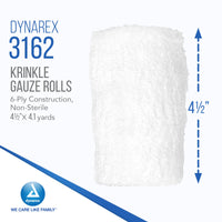 Thumbnail for Dynarex Krinkle Non Sterile Gauze Rolls - Ultra-Absorbent Rolled Bandage Wrap Dressing for Primary Wounds - Wound Care Supplies - 4.5