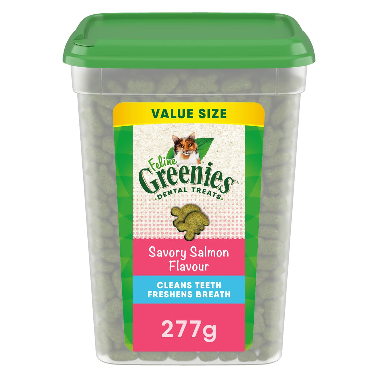 Greenies Cat Treats, Feline Veterinarian-Recommended Adult Natural Dental Cat Treats, Savory Salmon Flavor, 9.75 oz. Tub