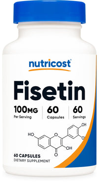 Thumbnail for Nutricost Fisetin Capsules 100mg, 60 Capsules - Natural Polyphenol Antioxidant - Non-GMO, Gluten Free, and Vegan Friendly Supplement