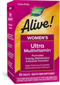 Thumbnail for Nature's Way Alive! Women's Daily Ultra Multivitamin, High Potency Formula, Promotes Energy Metabolism and Muscle Function*, with Methylated B12, 60 Tablets (Packaging May Vary)