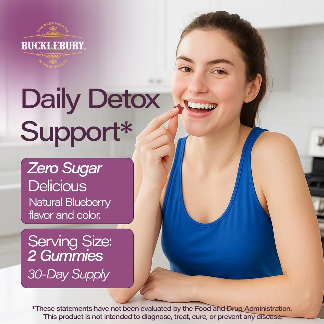 Bucklebury Sugar-Free Milk Thistle Gummies 1000mg with Natural Blueberry Flavor - Vegan, Gluten-Free, Non-GMO Natural Milk Thistle Supplement for Liver Health, Immunity & Antioxidant Support -60 Count