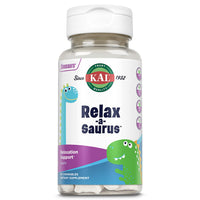 Thumbnail for KAL Relax-a-Saurus, Stress Support Supplement for Kids, L-Theanine for Children with Herbal Stress Relief & Relaxation & Blend, Delicious Natural Grape Flavor, 60-Day Guarantee, 30 Chewables