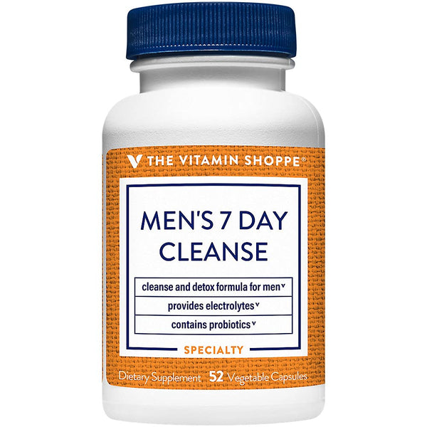 Image 1 of The Vitamin Shoppe Men's 7-Day Cleanse - Detox Formula | with Probiotics & Electrolytes | 52 Vegetable Capsules | Gentle Wellness