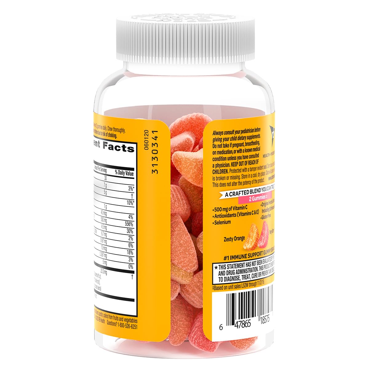 Airborne 500mg Vitamin C + Zinc Immune Support Supplement Gummies for Kids, Assorted Fruit Flavor, Gluten Free Crafted Blend with Powerful Antioxidants Vitamins C & E, 21 Gummies (4 Pack)