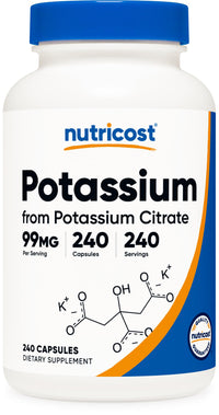 Thumbnail for Nutricost Potassium Citrate 99mg, 240 Capsules - Gluten Free, Non-GMO