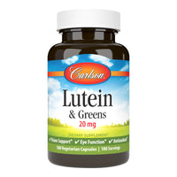 Thumbnail for Carlson - Lutein & Greens, 20 mg, Vision Support & Eye Function, Antioxidant, 180 Vegetarian Capsules