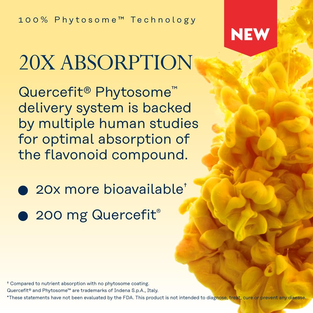 SOLARAY Quercetin Phytosome - 20X Absorption - Easy-to-Digest Antioxidants Supplement for Overall Health Support - Vegan and Made Without Soy - 60-Day Guarantee - 30 Servings, 30 VegCaps