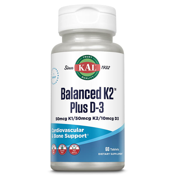 KAL Balanced K2 Plus D-3 Tablets, 100 mcg, 60 Count