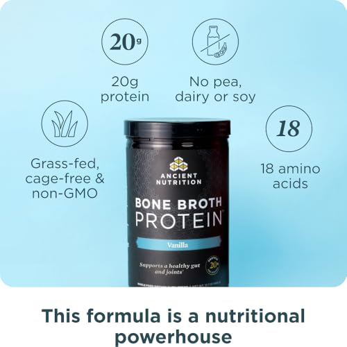 Image 2 of Ancient Nutrition Grass Fed Bone Broth Protein Powder, Vanilla