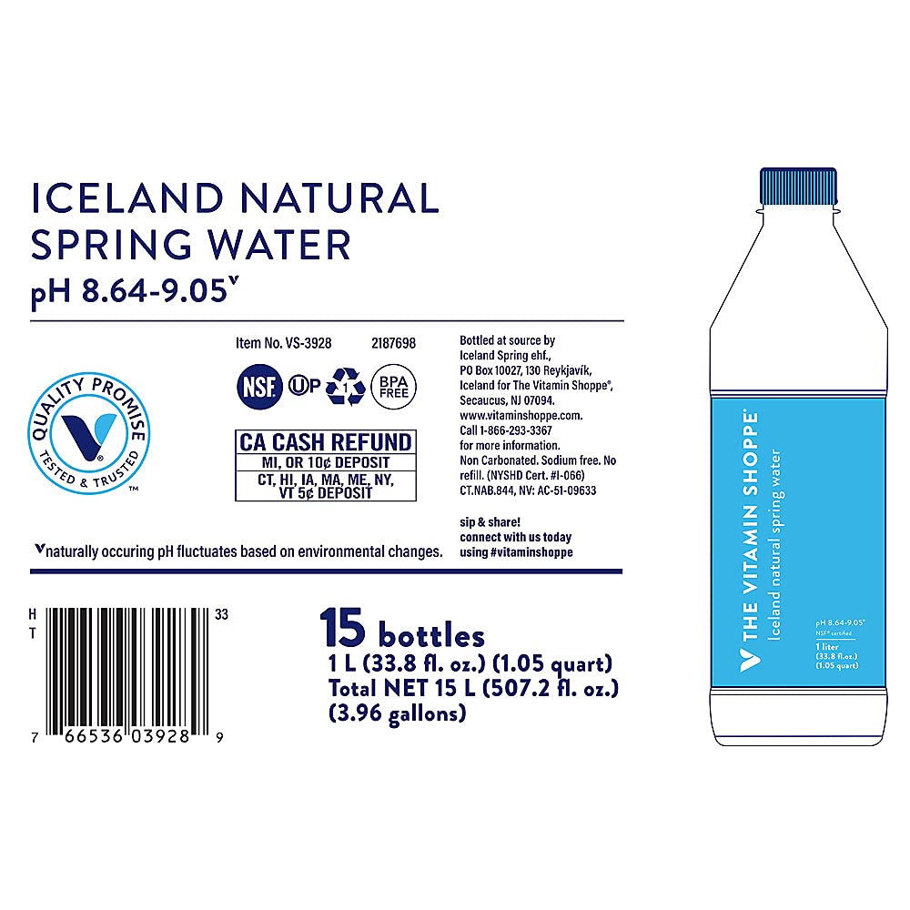 Iceland Natural Spring Water (15 Bottles / 1 Liter per bottle)