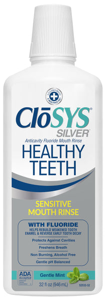 Closys Healthy Teeth Anti-Cavity Oral Rinse Mouthwash with Fluoride, Non-Burning, Non-Irritating â€“ 32 Fl Oz