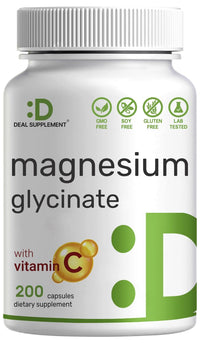 Thumbnail for Magnesium Glycinate 500mg Per Capsule (1000mg Per Serving) Plus Vitamin C, 240 Capsules – 100% Chelated for Easy Absorption – Essential Mineral Supplement