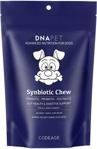 Thumbnail for DNA PET Synbiotic Chew for Dogs - Probiotic & Collagen Blend for Gut, Joint & Skin Care, Grain-Free, Air-Dried, Handcrafted in The USA, for All Dogs 12+ Weeks, 8 Oz