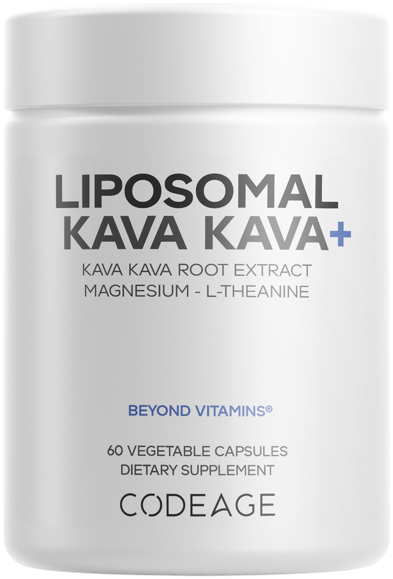 Codeage Liposomal Kava Kava+ Supplement - 500 mg 30% Kavalactones with Magnesium Glycinate - Magnesium Oxide - L-Theanine - Liposomal Delivery - Non-GMO - 60 Capsules