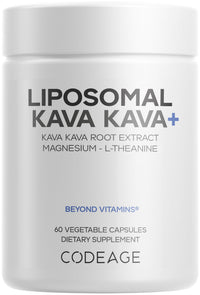 Thumbnail for Codeage Liposomal Kava Kava+ Supplement - 500 mg 30% Kavalactones with Magnesium Glycinate - Magnesium Oxide - L-Theanine - Liposomal Delivery - Non-GMO - 60 Capsules