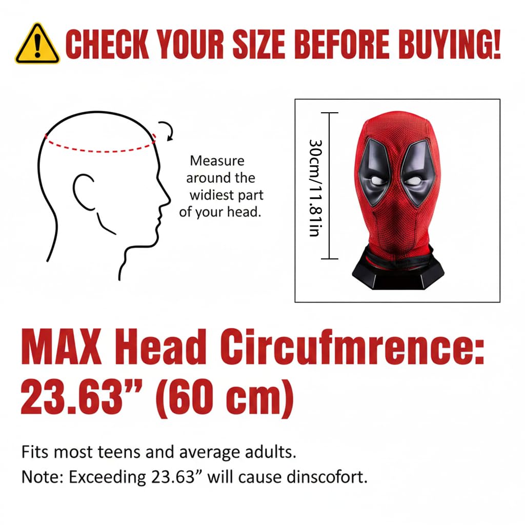 Superhero Cosplay Red Helmet Mask Suitable for Boys and Girls Holiday Parties, Comic-Con and all Kinds of Get-Togethers （23.63 in Head Circumference）