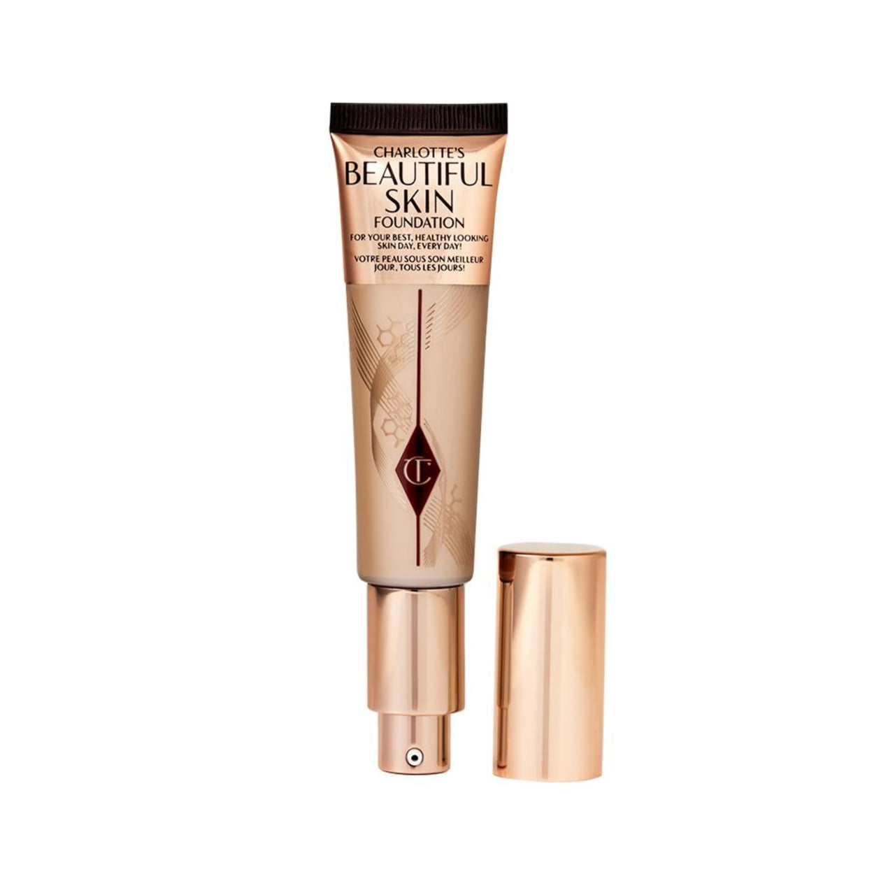 Charlotte Tilbury Beautiful Skin Medium Coverage Hydrating Foundation - Buildable Liquid Makeup for Instant Glow, Plumping Hydration & Lasting Skincare Benefits - 3 Neutral