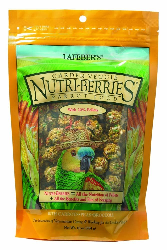Lafeber Gourmet Garden Veggie Nutri-Berries, Balanced Bird Food with Carrots, Peas, Broccoli, Meal Or Snack Option, for Parrots, 4 Pack, 10 oz Each