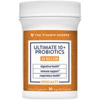 Thumbnail for The Vitamin Shoppe Ultimate 10+ Probiotics 30 Billion CFU - 10 Probiotic Strains for Digestive Health, Immune & Gut Support (30 Vegetable Capsules)