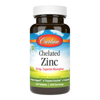 Thumbnail for Carlson Chelated Zinc 30 mg – Zinc Glycinate Chelate Supplement – Superior Absorption, Immune & Enzyme Support, Antioxidant, 250 Tablets