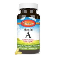 Thumbnail for Carlson - Vitamin A Solubilized, 10000 IU (3000 mcg RAE), Water Soluble, Vision Health, 250 Softgels