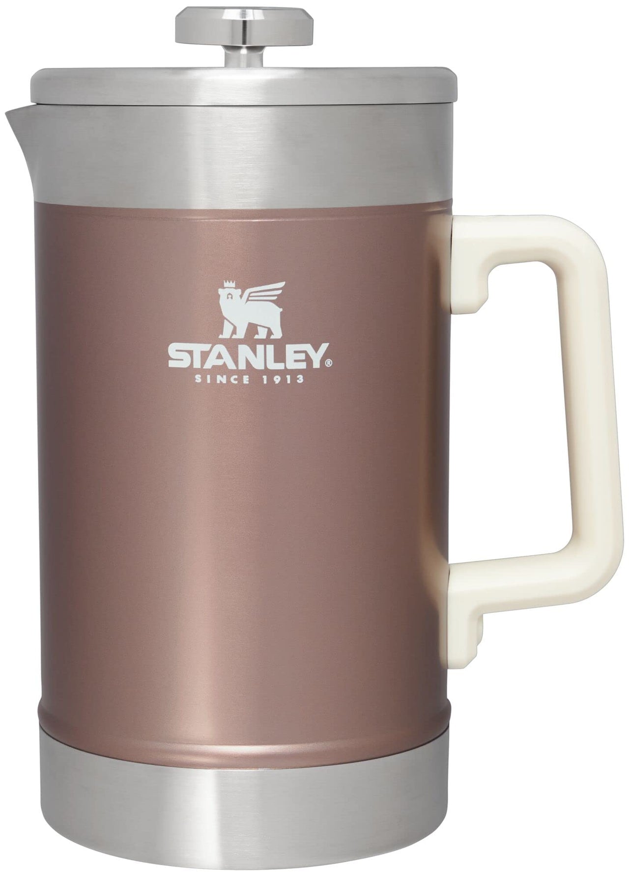 STANLEY Classic Stay-Hot French Press Coffee Maker 48 oz | 5 Minute Brew, 4 Hours Hot | Mesh Filter for Coffee Grounds | Insulated Stainless Steel French Press | BPA-Free | Rose Quartz Glow