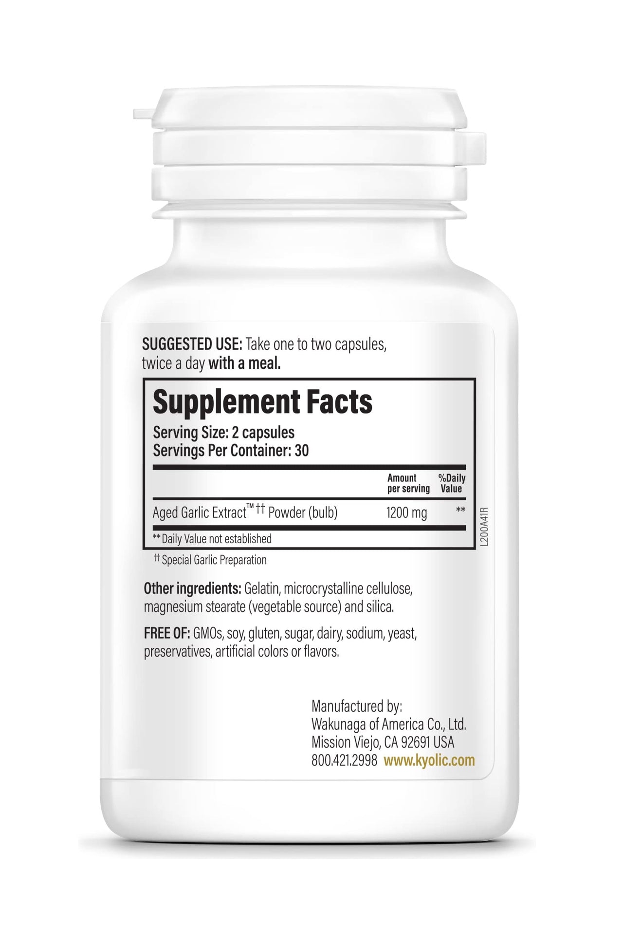 Kyolic Aged Garlic Extract Formula 200, Cardiovascular & Immune*, Reserve, 60 Capsules