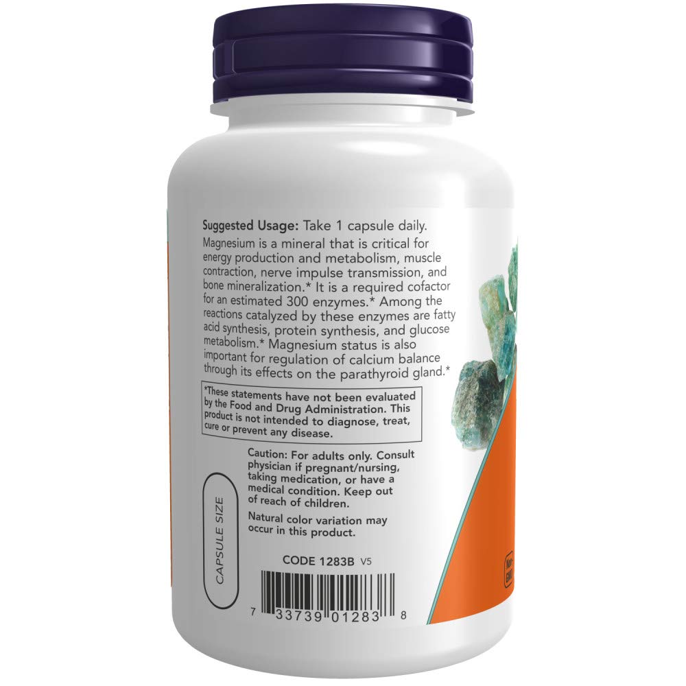 NOW Magnesium 400mg,180 Capsules (Pack of 2)