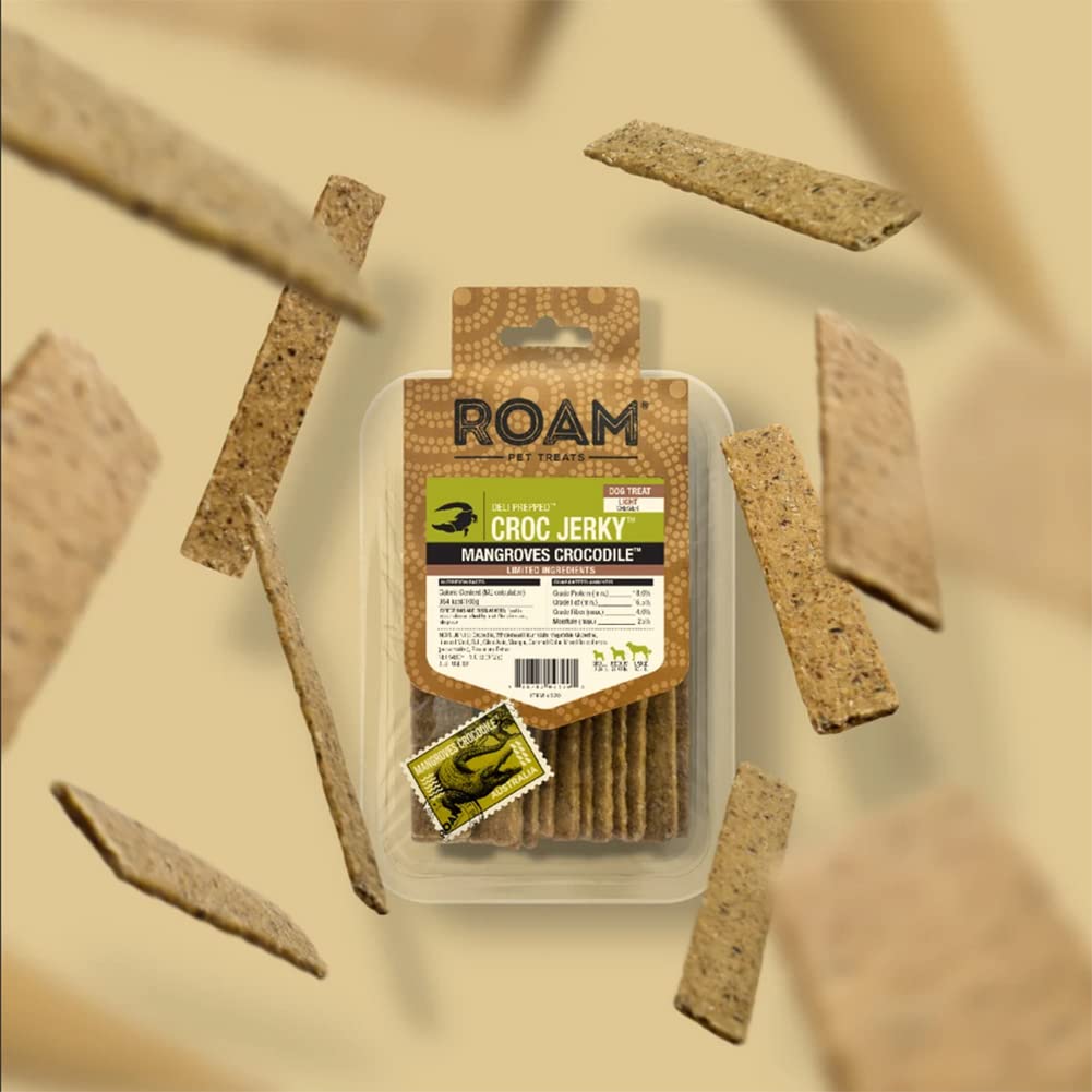 ROAM Pets Jerky for Dogs – Dog Jerky Treats with Limited Ingredients, Healthy Dog Treats, Protein Treats for Dogs with Novel Proteins (Croc Jerky)