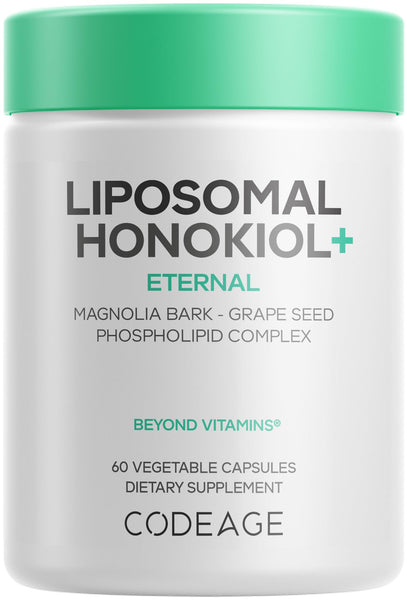 Codeage Liposomal Honokiol Supplement – Magnolia Bark Extract with Grape Seed Extract, Polyphenols, Phospholipid Complex, Liposomal Delivery – Vegan, Non-GMO – 60 Capsules