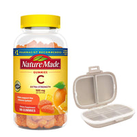 Thumbnail for Nature Made Extra Strength Vitamin C 500 mg, 180 Gummies Bundle with a Pill Oragnizer (2 Items)