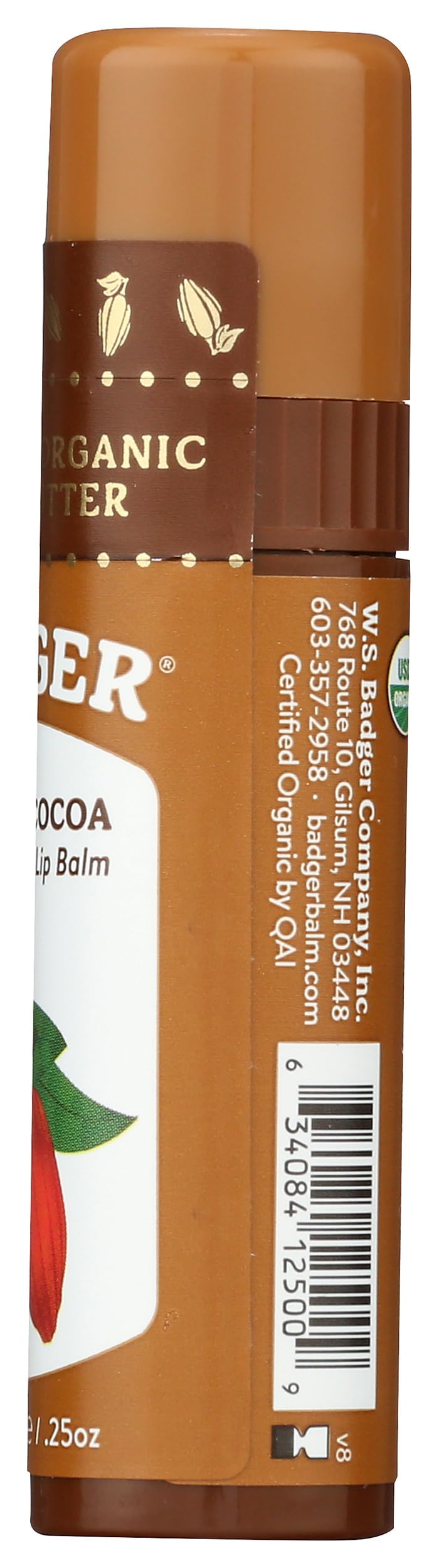 Badger, Creamy Cocoa Lip Balm Stick, 0.25 Ounce