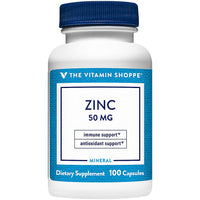 Thumbnail for The Vitamin Shoppe Zinc 50MG - Immune Support, Skin Health & Antioxidant Protection, Essential Mineral (100 Capsules)