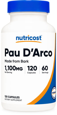 Thumbnail for Nutricost PAU D'Arco Inner Bark 1100mg, 120 Vegetarian Capsules (60 Serv) - Non-GMO & Gluten Free