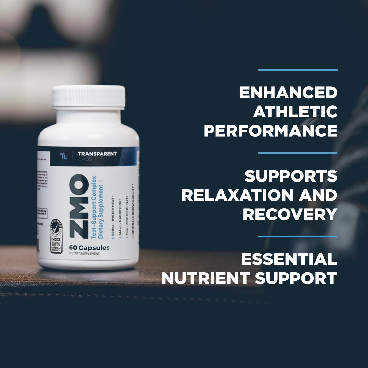 Transparent Labs ZMO - Muscle Builder for Men & Women with Zinc, Magnesium Glycinate, & Oyster Powder for Muscle Recovery - 60 Count