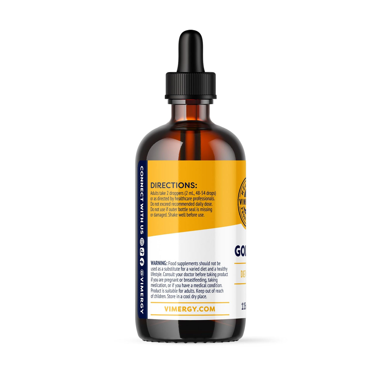Vimergy USDA Organic Goldenseal Supplement – 57 2mL (2 Droppers or 48-54 Drops) Servings (200mg Extract Per Serving). Vegan, Alcohol-Free Golden Seal herb Drops Great for Tea (115 mL)