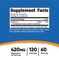 Thumbnail for Nutricost Magnesium+ Extra Strength 420mg, 120 Capsules - 60 Servings. Magnesium Oxide and Glycinate - Non-GMO, Gluten Free, Vegan Friendly