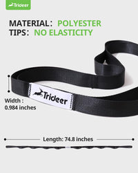 Thumbnail for Trideer Stretching Strap Yoga Strap Physical Therapy for Home Workout, Exercise, Pilates and Gymnastics, 10 Loops Non-Elastic Stretch Bands with Aesthetic Packaging for Women & Men (Black)