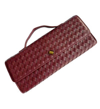 Thumbnail for Covelin Women's Handmade Woven Evening Bag Leather Shoulder Clutch Handbag Fashion Crossbody Purse Wine Red