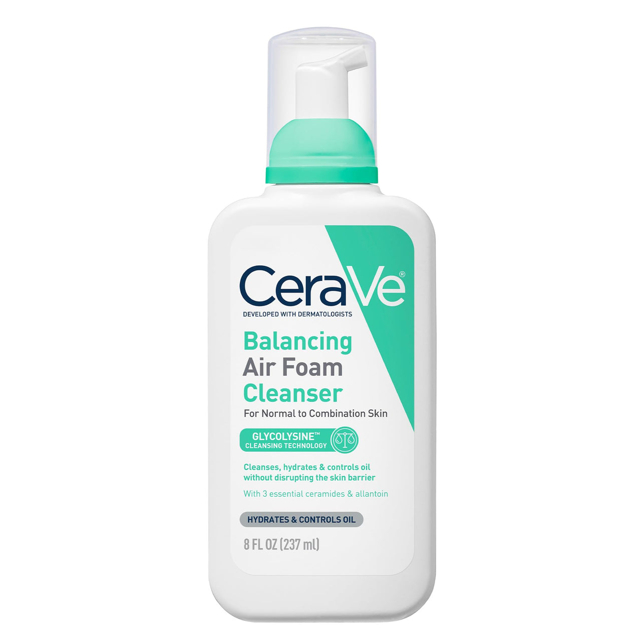 CeraVe Balancing Air Foam Face Wash, Foaming Facial Cleanser For Combination Skin, 8HR Oil Control + 24HR Hydration, Fragrance-Free & Non-Comedogenic, With Glycolysine™ & 3 Essential Ceramides, 8oz