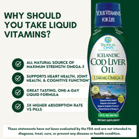Thumbnail for Tropical Oasis - Icelandic Cod Liver Oil | Maximum Strength 1144mg of Liquid Wild-Caught Natural Omega-3 Fish Oil (Lemon Flavor, 90 Servings)