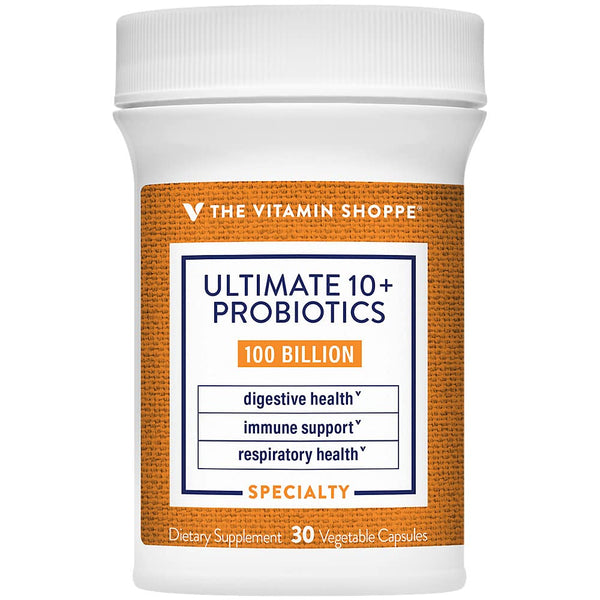 Image 1 of The Vitamin Shoppe Ultimate 10+ Probiotics 100 Billion CFU - 10 Probiotic Strains for Digestive Health, Immune & Gut Support (30 Vegetable Capsules)