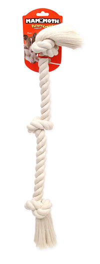 Thumbnail for Flossy Chews 100-Percent Cotton White 3-Knot Rope Tug, Large, 25-Inch