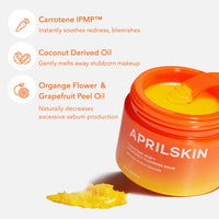Thumbnail for APRILSKIN Carrotene IPMP Hydromelt Cleansing Balm, 3.04 fl.oz, Noncomedogenic, Grapefruit Peel Oil, O-Cymen-5-Ol helps reduce blackheads & breakouts, for sensitive & oily skin, Korean Skincare